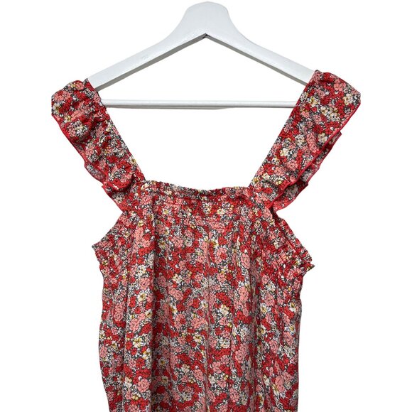 Loft Top Womens Size Medium Shirt Sleeveless Tank Blouse Floral Boho Orange Pink - Picture 10 of 11